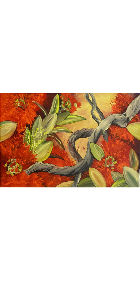 Janine Prowse | Abstract Pohutukawa  Art for Sale | Art for Hire