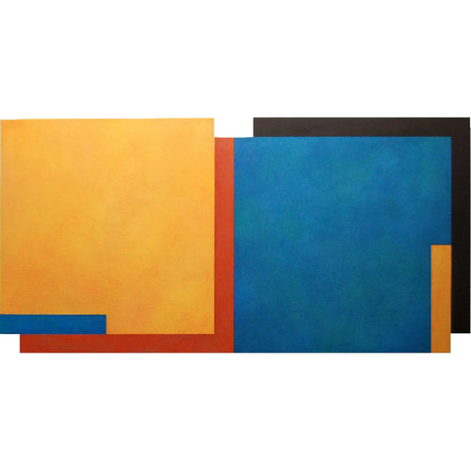 Color swatches in orange, blue, and black on a white background