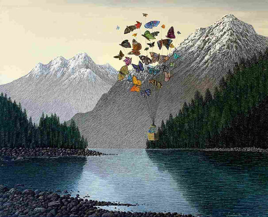 Butterflies carrying a balloon basket in Te Anau