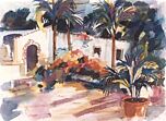 Courtyard Watercolour 14 by Merthyr Ruxton